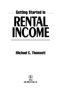 Cover image: Getting Started in Rental Income 1st edition 9780471710981