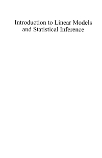 Imagen de portada: Introduction to Linear Models and Statistical Inference 1st edition 9780471662594