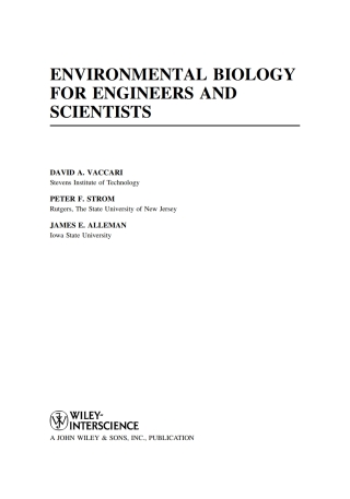 Cover image: Environmental Biology for Engineers and Scientists 1st edition 9780471722397