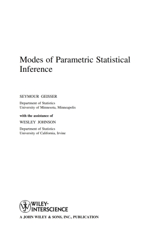 Cover image: Modes of Parametric Statistical Inference 1st edition 9780471667261