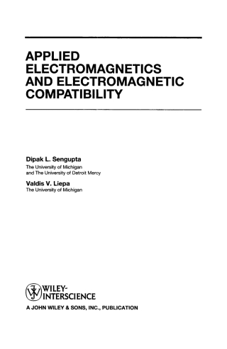 Cover image: Applied Electromagnetics and Electromagnetic Compatibility 1st edition 9780471165491