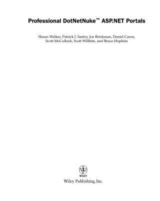 Immagine di copertina: Professional DotNetNuke ASP.NET Portals 1st edition 9780764595639