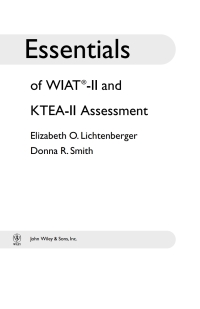 Cover image: Essentials of WIAT-II and KTEA-II Assessment 1st edition 9780471707066