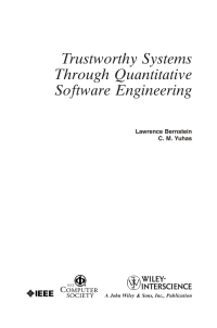 صورة الغلاف: Trustworthy Systems Through Quantitative Software Engineering 1st edition 9780471696919