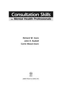 Cover image: Consultation Skills for Mental Health Professionals 1st edition 9780471705109