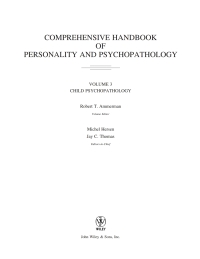 Cover image: Comprehensive Handbook of Personality and Psychopathology, Child Psychopathology 1st edition 9780471488392