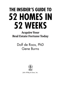 Imagen de portada: The Insider's Guide to 52 Homes in 52 Weeks: Acquire Your Real Estate Fortune Today 82nd edition 9780471757054
