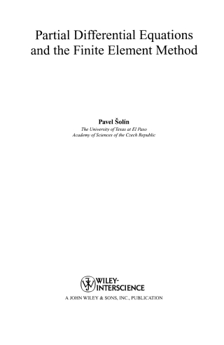 Cover image: Partial Differential Equations and the Finite Element Method 1st edition 9780471720706