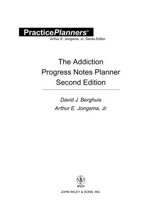 Cover image: The Addiction Progress Notes Planner 2nd edition 9780471732532