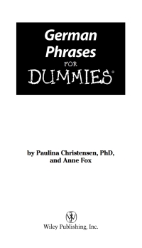 Cover image: German Phrases For Dummies 1st edition 9780764595530
