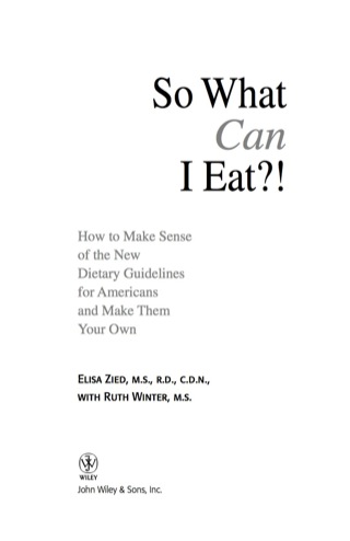 Imagen de portada: So What Can I Eat! 1st edition 9780471772019