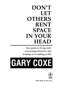 Cover image: Don't Let Others Rent Space in Your Head 1st edition 9780471746935