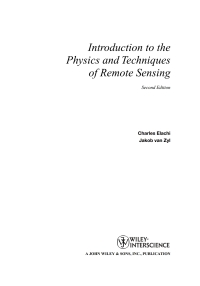 Cover image: Introduction To The Physics and Techniques of Remote Sensing 2nd edition 9780471475699