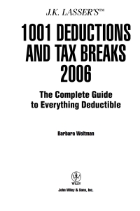 Cover image: J.K. Lasser's 1001 Deductions and Tax Breaks 2006 3rd edition 9780471733096