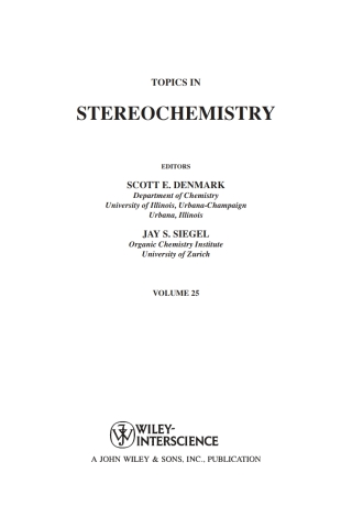 Cover image: Topics in Stereochemistry 1st edition 9780471682448