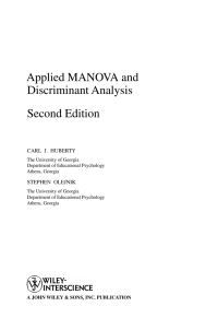 Cover image: Applied MANOVA and Discriminant Analysis 2nd edition 9780471468158