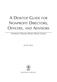 Cover image: A Desktop Guide for Nonprofit Directors, Officers, and Advisors 1st edition 9780471768128
