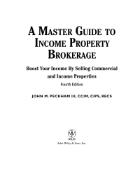 Cover image: A Master Guide to Income Property Brokerage 3rd edition 9780471749158