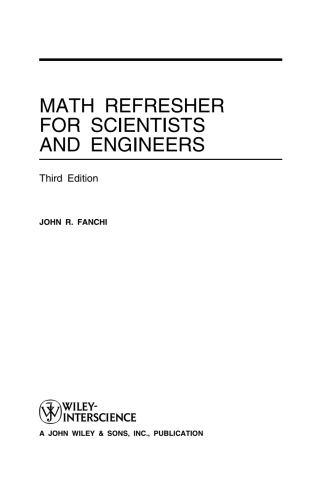 Cover image: Math Refresher for Scientists and Engineers 3rd edition 9780471757153
