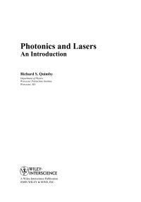 Cover image: Photonics and Lasers: An Introduction 1st edition 9780471719748