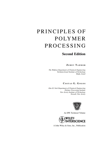 Cover image: Principles of Polymer Processing 2nd edition 9781118393222