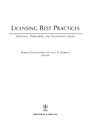 Titelbild: Licensing Best Practices: Strategic, Territorial, and Technology Issues 1st edition 9780471740674