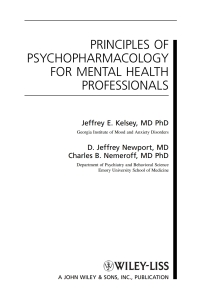 Cover image: Principles of Psychopharmacology for Mental Health Professionals 1st edition 9780471254010