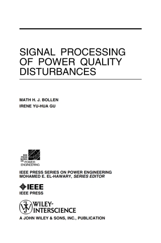 Imagen de portada: Signal Processing of Power Quality Disturbances 1st edition 9780471731689