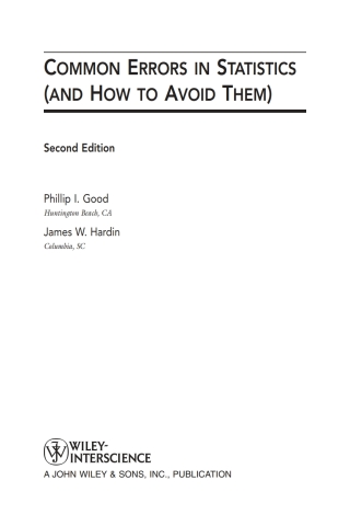 Cover image: Common Errors in Statistics (and How to Avoid Them) 2nd edition 9780471794318