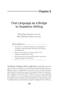 Imagen de portada: Oral Language as a Bridge to Academic Writing 1st edition 9780472037360