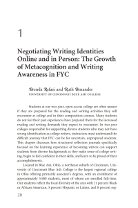 Cover image: Negotiating Writing Identities Online and in Person: The Growth of Metacognition and Writing Awareness in FYC 1st edition 9780472037919