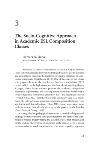 Cover image: The Socio-Cognitive Approach in Academic ESL Composition Classes 1st edition 9780472037919