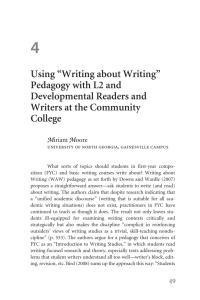 Titelbild: Using “Writing about Writing” Pedagogy with L2 and Developmental Readers and Writers at the Community College 1st edition 9780472037919