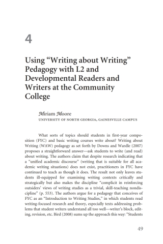 Imagen de portada: Using “Writing about Writing” Pedagogy with L2 and Developmental Readers and Writers at the Community College 1st edition 9780472037919