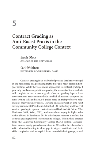 Contract Grading as Anti-Racist Praxis in the Community College Context ...