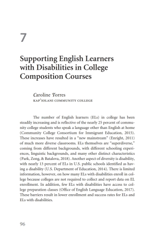 Imagen de portada: Supporting English Learners with Disabilities in College Composition Courses 1st edition 9780472037919