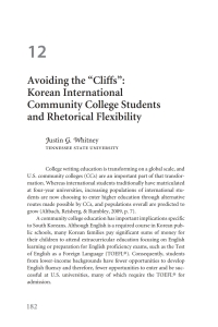 Cover image: Avoiding the “Cliffs”: Korean International Community College Students and Rhetorical Flexibility 1st edition 9780472037919