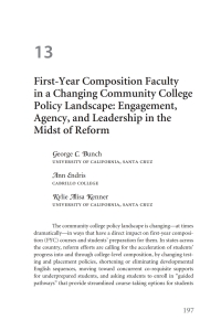 صورة الغلاف: First-Year Composition Faculty in a Changing Community College Policy Landscape: Engagement, Agency, and Leadership in the Midst of Reform 1st edition 9780472037919