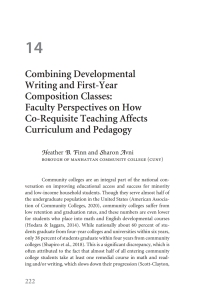 Cover image: Combining Developmental Writing and First-Year Composition Classes: Faculty Perspectives on How Co-Requisite Teaching Affects Curriculum and Pedagogy 1st edition 9780472037919