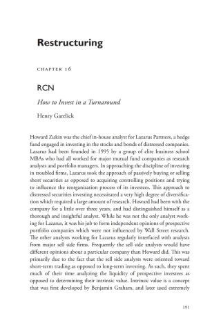 Cover image: A Casebook on Corporate Renewal, Ch. 16 - RCN, How to Invest in a Turnaround 2nd edition 9780472039241