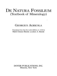 Cover image: De Natura Fossilium (Textbook of Mineralogy) 9780486495910