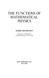 Cover image: The Functions of Mathematical Physics 9780486652146