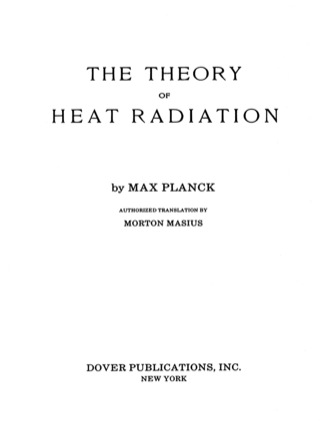 Cover image: The Theory of Heat Radiation 9780486668116