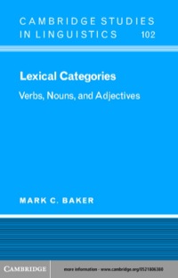 Cover image: Lexical Categories 1st edition 9780521001106