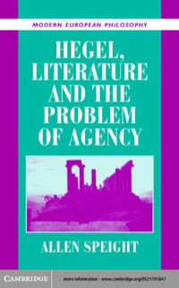 Cover image: Hegel, Literature, and the Problem of Agency 1st edition 9780521791847