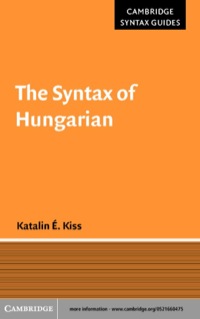 Imagen de portada: The Syntax of Hungarian 1st edition 9780521660471