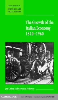 Cover image: The Growth of the Italian Economy, 1820–1960 1st edition 9780521661508