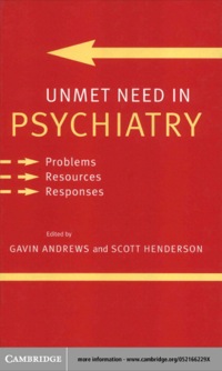 Imagen de portada: Unmet Need in Psychiatry 1st edition 9780521662291