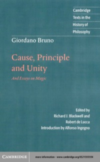 Cover image: Giordano Bruno: Cause, Principle and Unity 1st edition 9780521596589