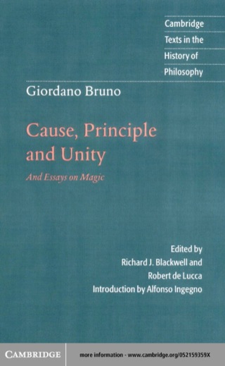 Cover image: Giordano Bruno: Cause, Principle and Unity 1st edition 9780521596589